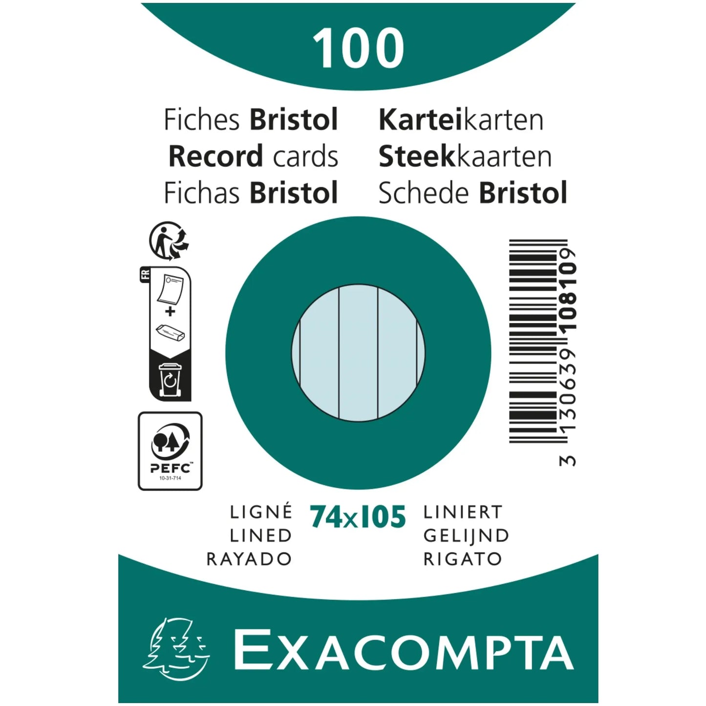 EXACOMPTA Karteikarten liniert A7 10810SE blau 100 Stück Idealshop