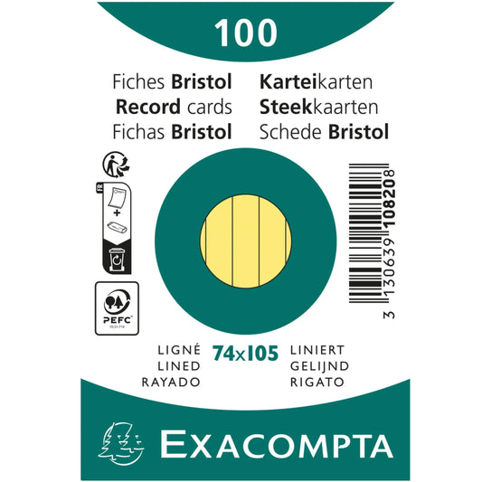 EXACOMPTA Karteikarten liniert A7 10820SE gelb 100 Stück Idealshop