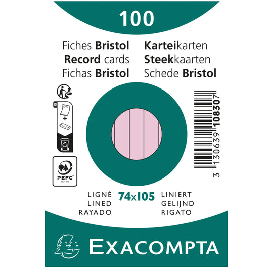 EXACOMPTA Karteikarten liniert A7 10830SE rosa 100 Stück Idealshop