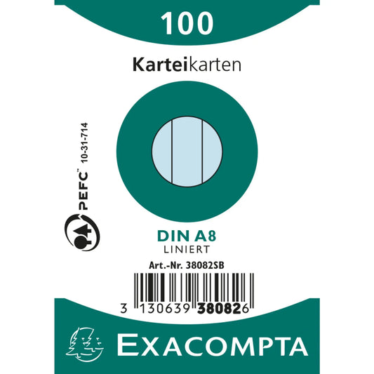 EXACOMPTA Karteikarten liniert A8 38082SB blau 100 Stück Idealshop