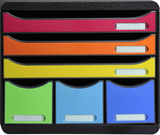 EXACOMPTA Schubladenbox Store-Box Maxi 306798D schwarz/Regenbogen, 6 Schubl. Idealshop