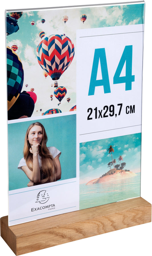 EXACOMPTA Tischaufsteller A4 84258D transparent, holzs. hoch Idealshop