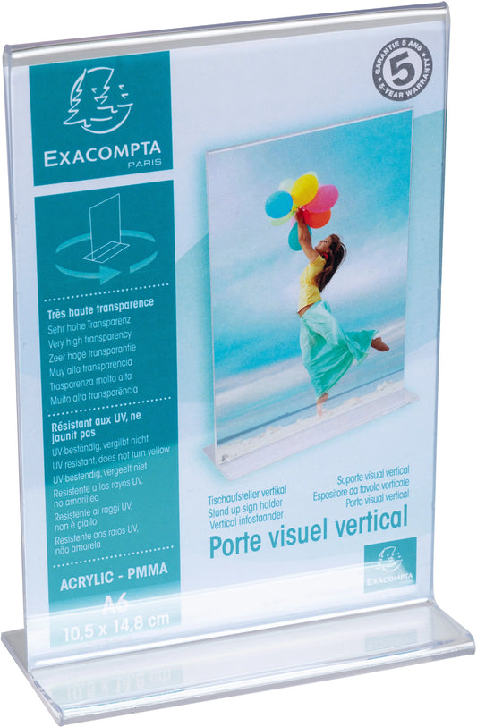 EXACOMPTA Tischaufsteller A6 86158D transparent, T-Form hoch Idealshop