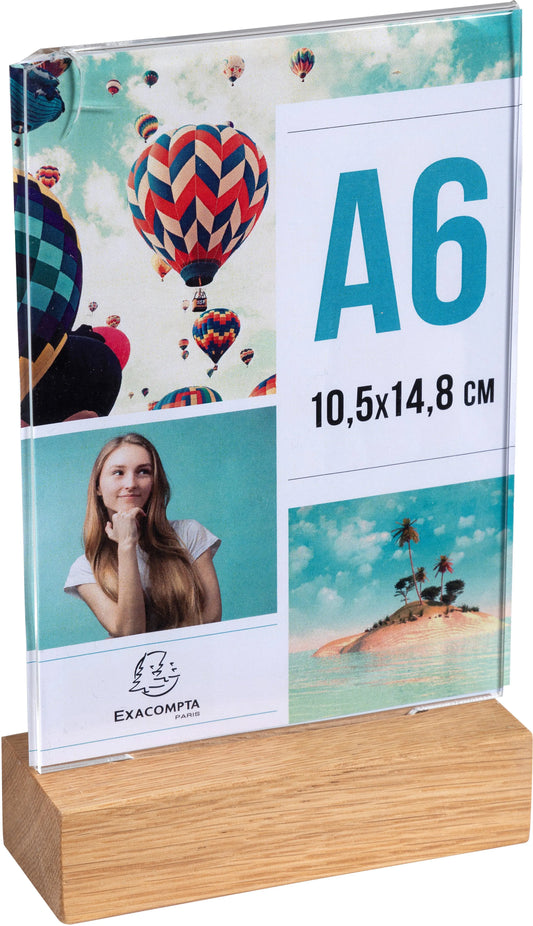 EXACOMPTA Tischaufsteller A6 86258D transparent, holzs. hoch Idealshop