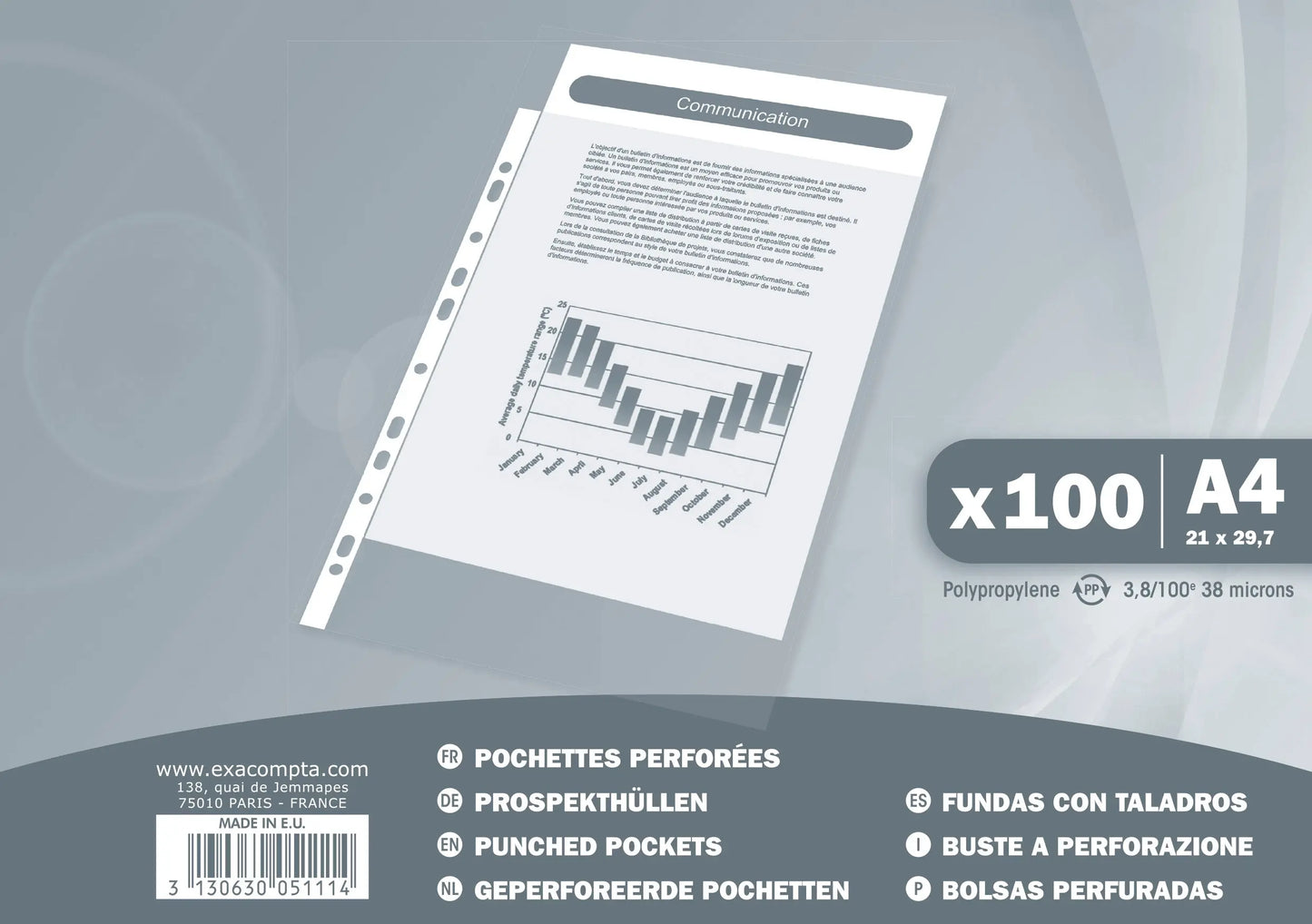 EXACOMPTA Zeigetaschen PP 40my        A4 Idealshop