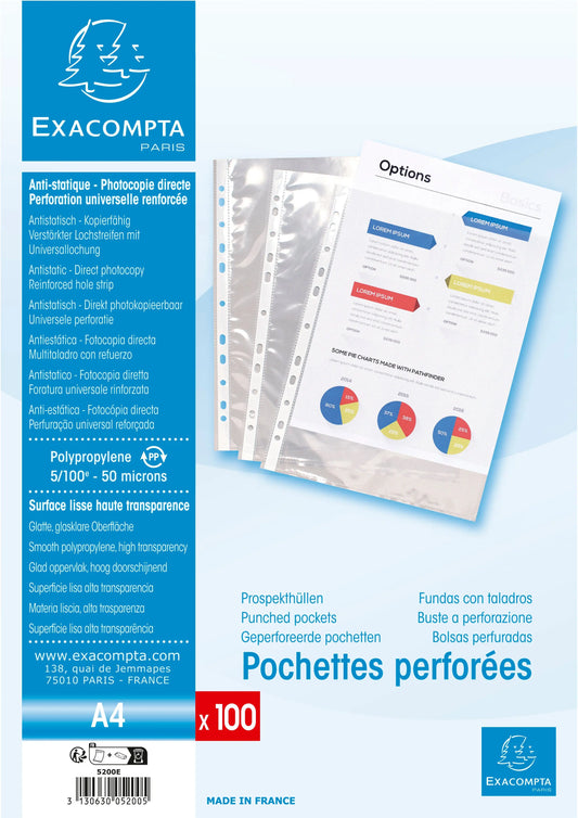 EXACOMPTA Zeigetaschen PP 60my A4 5200E transparent 100 Stück Idealshop