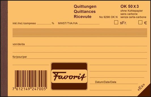 FAVORIT   Quittungen D/F/I            A6