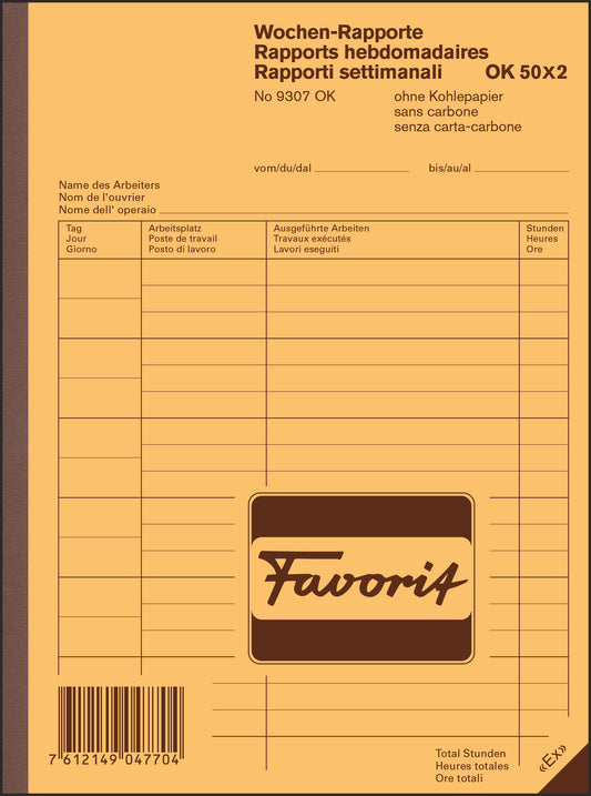 FAVORIT   Wochen-Rapporte D/F/I       A5