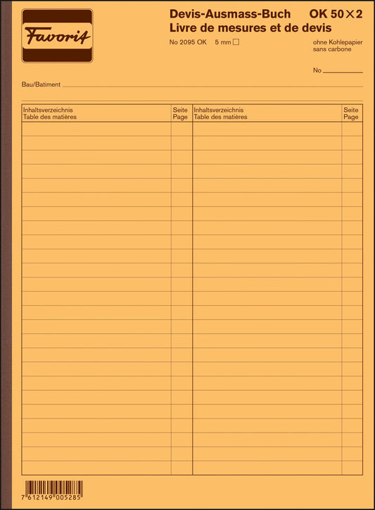 FAVORIT   Devis-Ausmassbuch D/F       A4 Idealshop