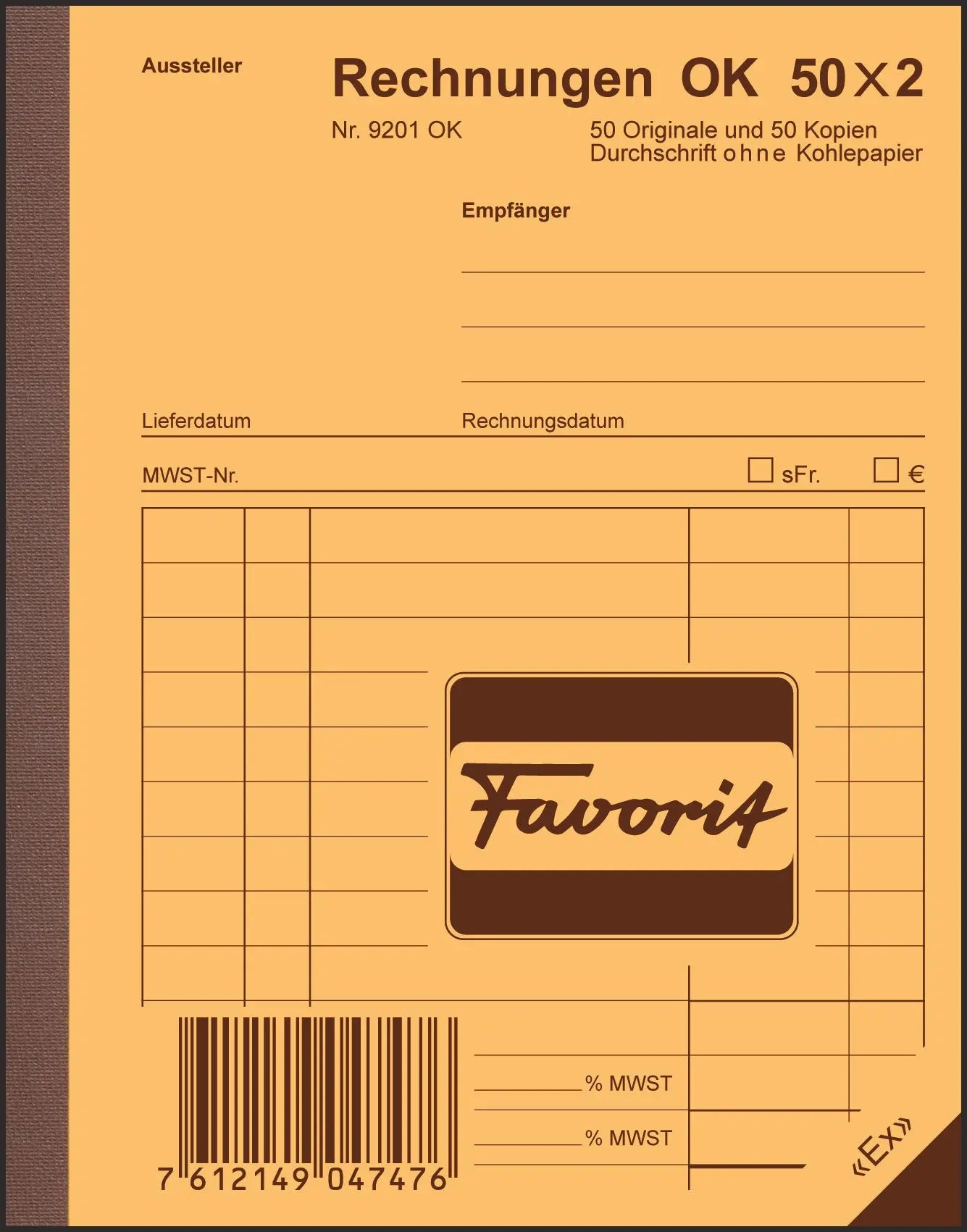FAVORIT   Formularbuch Rechnungen     A6 Idealshop
