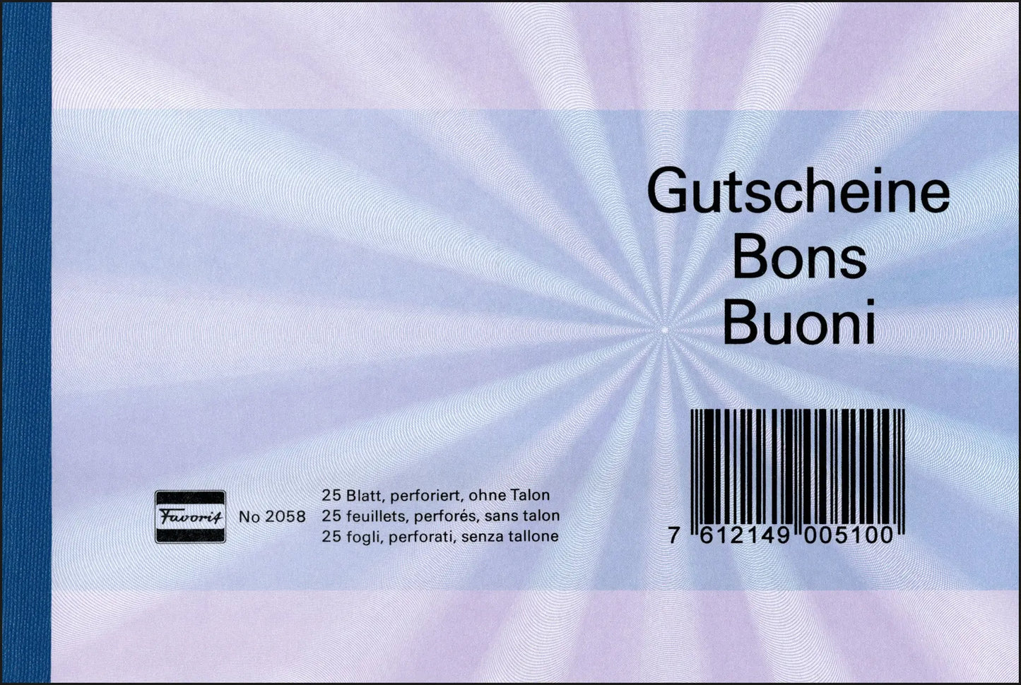 FAVORIT Gutscheine D/F/I A6 2058 BLAU blau 25 Blatt Idealshop