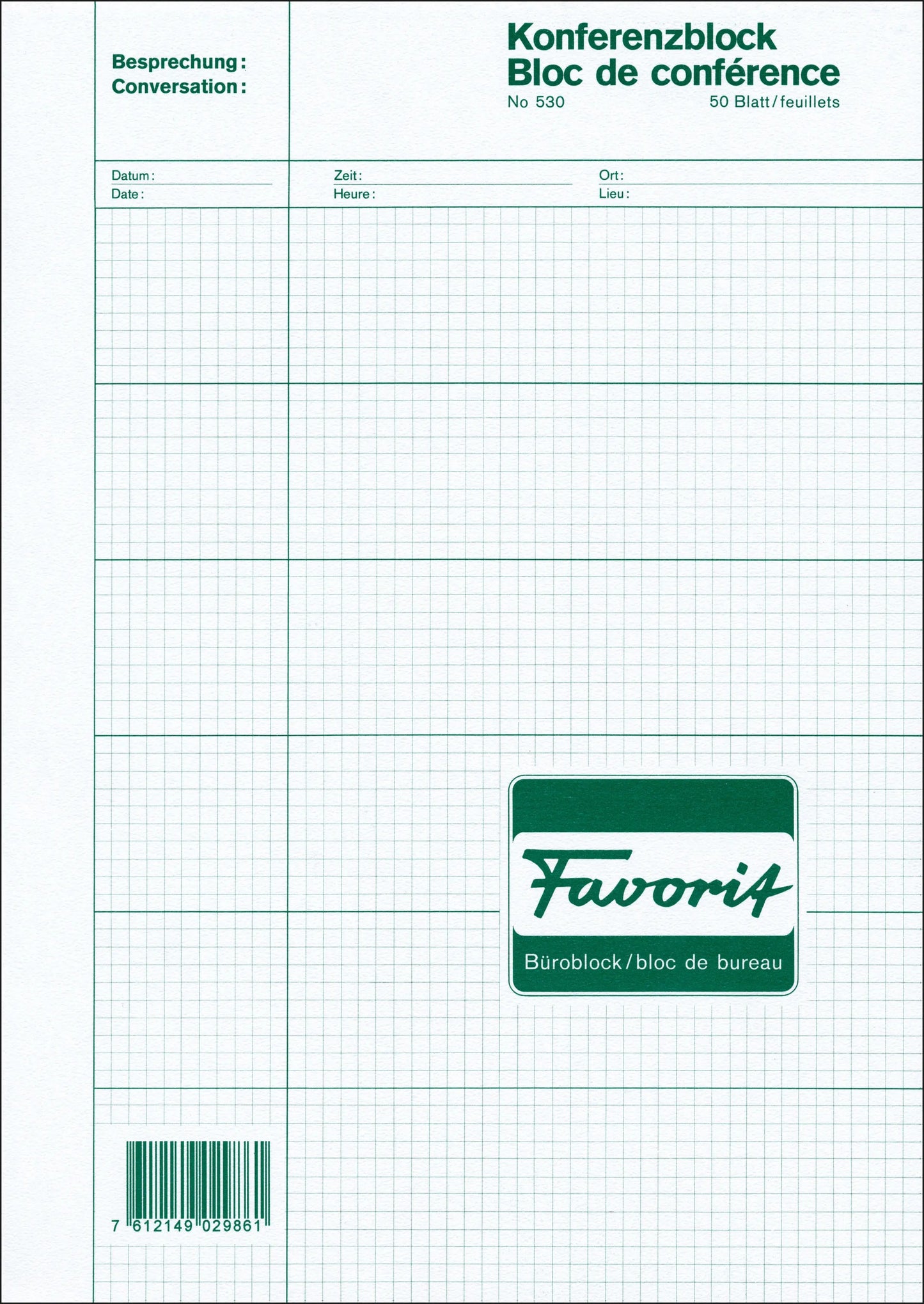 FAVORIT Konferenzblock A4 530 kariert 50 Blatt Idealshop