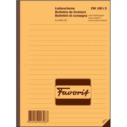 FAVORIT Lieferscheine A6 8284 OK rot/weiss,D/F/I,durchschreib. Idealshop