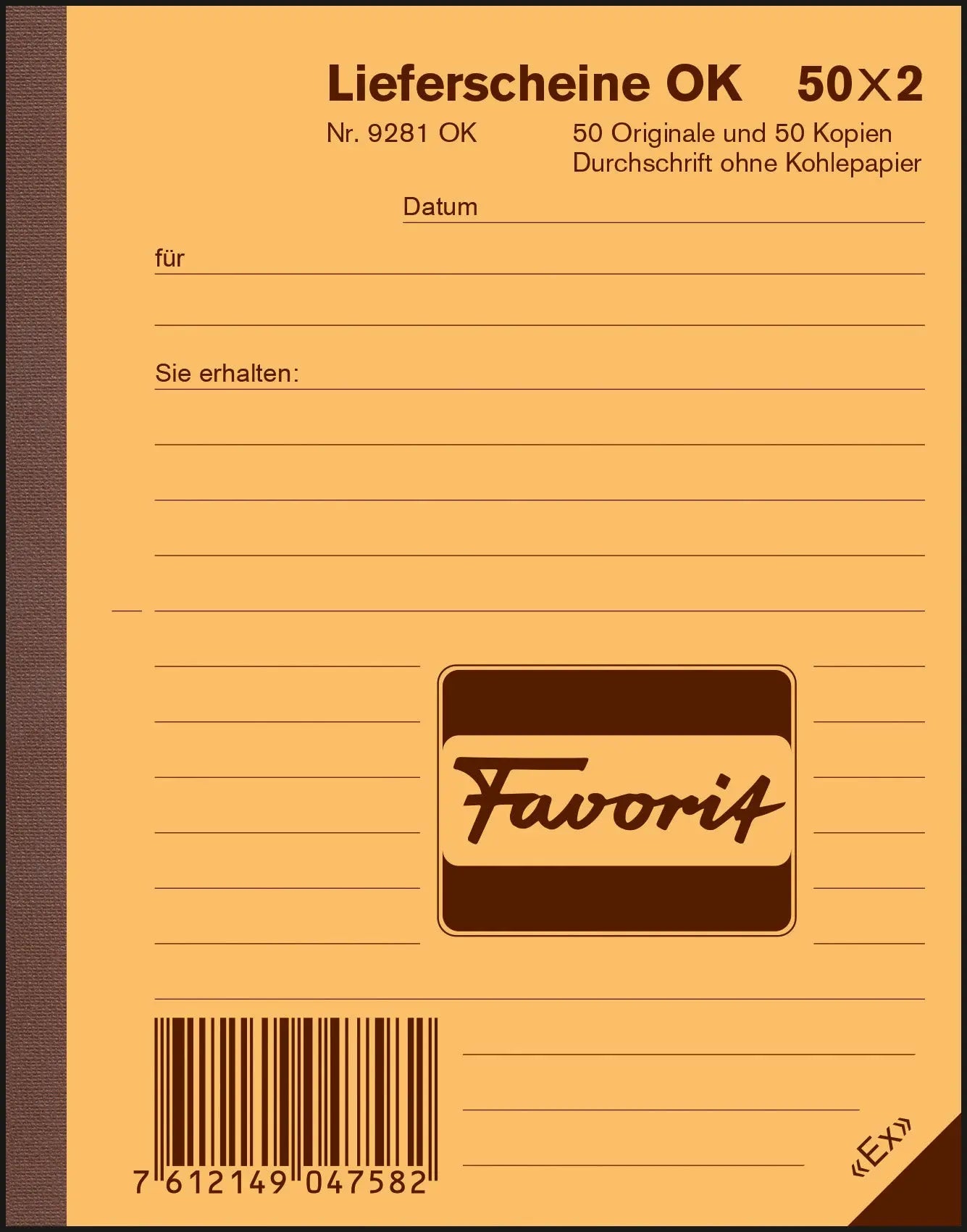 FAVORIT Lieferscheine D A6 9281 OK rot/weiss 50x2 Blatt Idealshop
