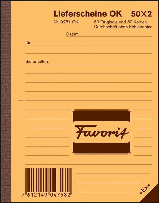 FAVORIT   Lieferscheine D             A6 Idealshop