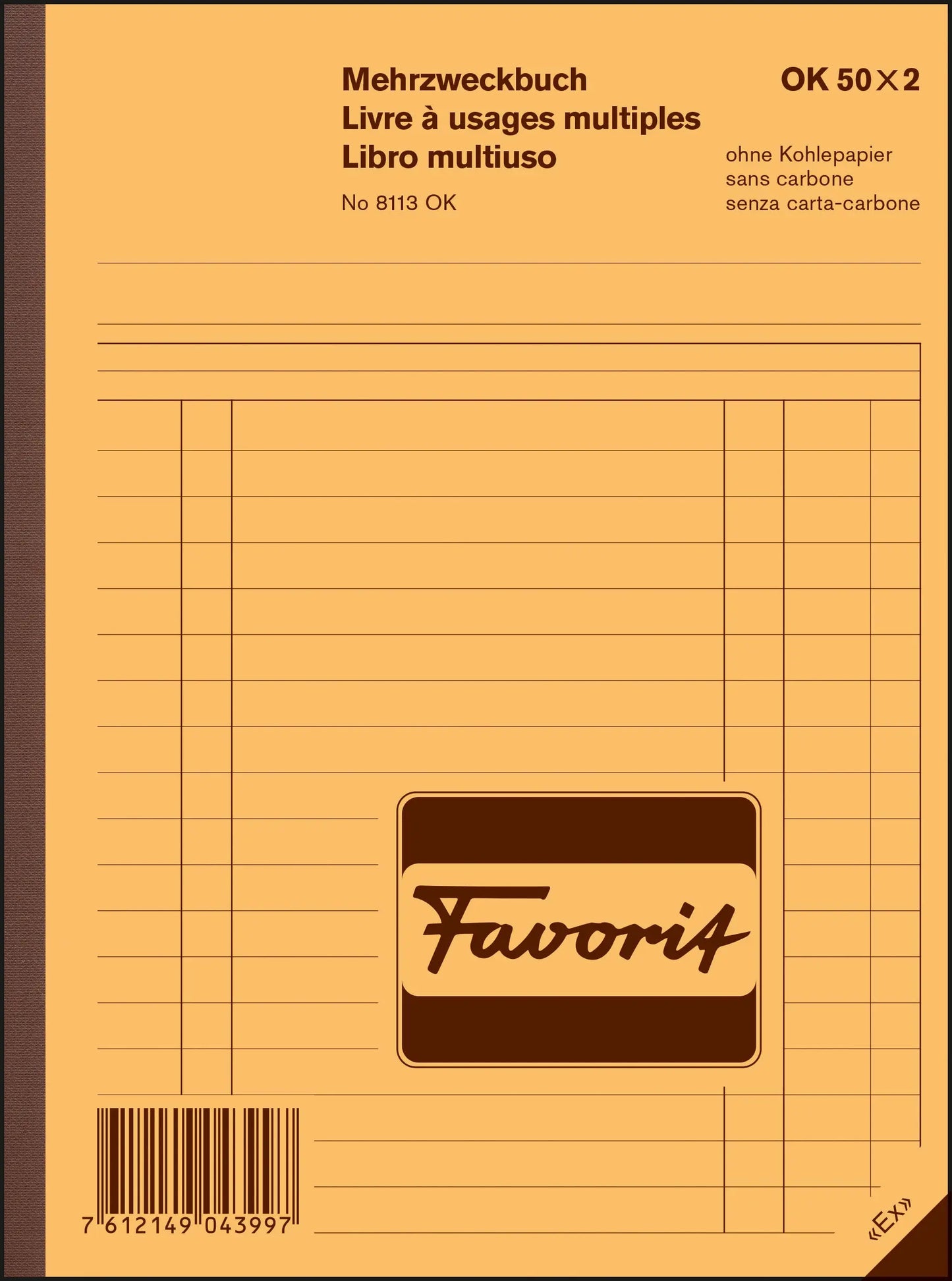 FAVORIT Mehrzweckbuch D/F/I A5 8113OK blau/weiss 50x2 Blatt Idealshop