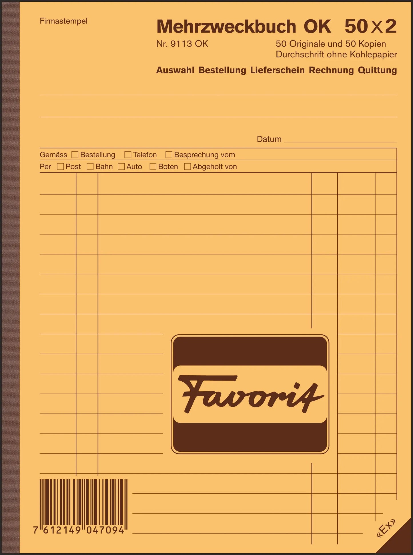 FAVORIT Mehrzweckbuch Deutsch A5 9113 OK Durchschreibepapier 50x2 Blatt Idealshop