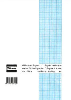 FAVORIT Milimeterpapier Block A4 1776a weiss, 1mm, 80g/m2 100 Blatt Idealshop