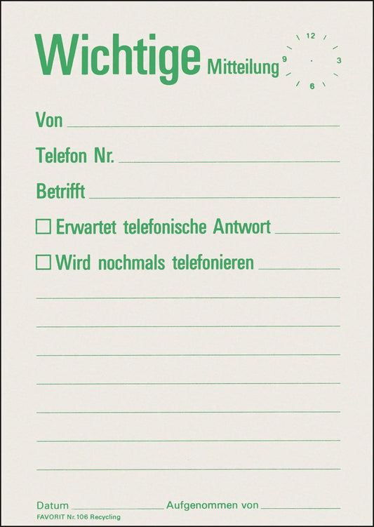 FAVORIT Mitteilungsblock A6 106 recycling 60 Blatt Idealshop