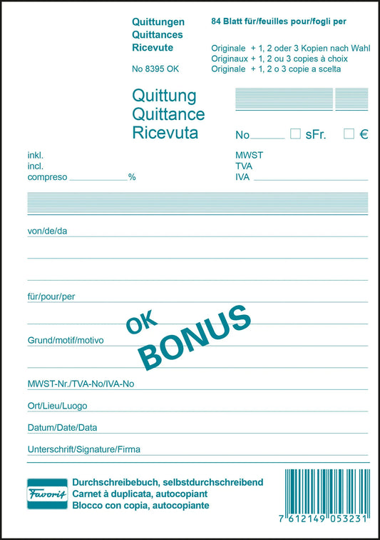 FAVORIT   Quittungen D/F/I            A5 Idealshop