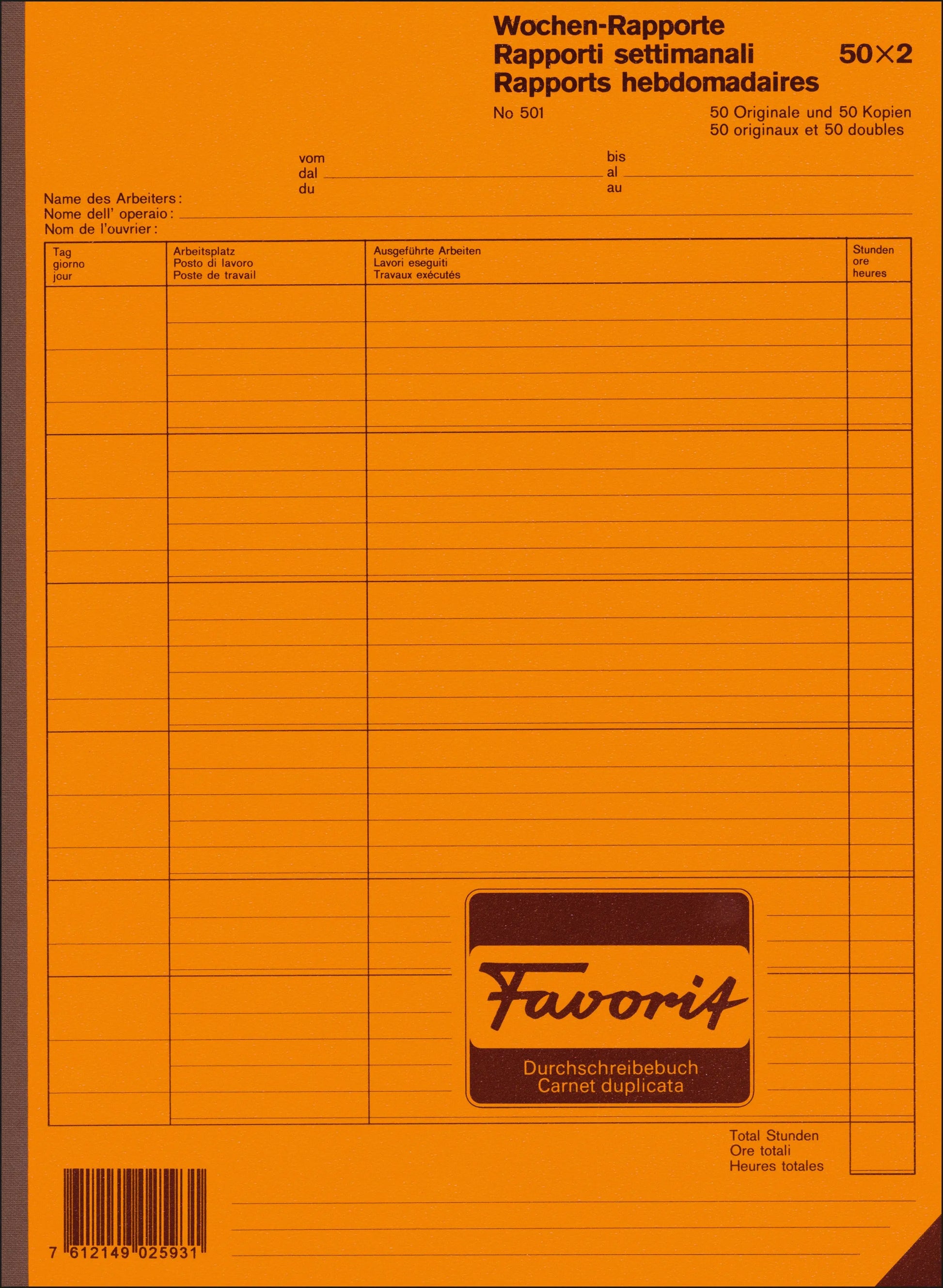 FAVORIT   Wochen-Rapport D/F/I        A4 Idealshop