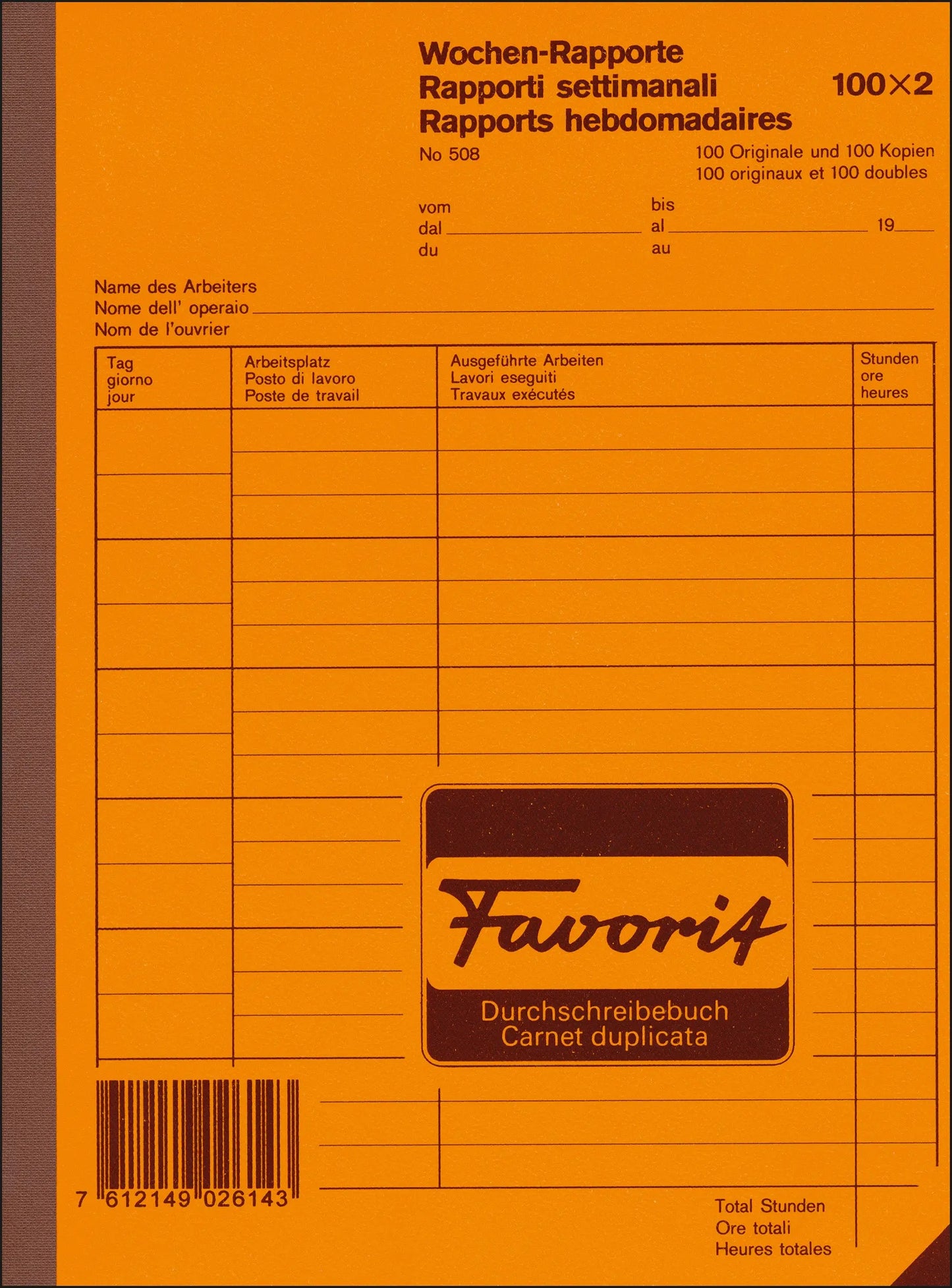 FAVORIT   Wochen-Rapport D/F/I        A5 Idealshop