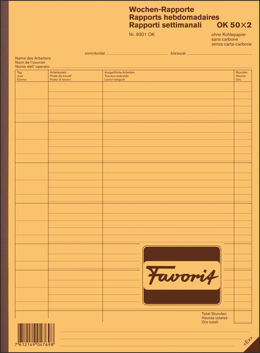 FAVORIT   Wochen-Rapporte D/F/I       A4 Idealshop