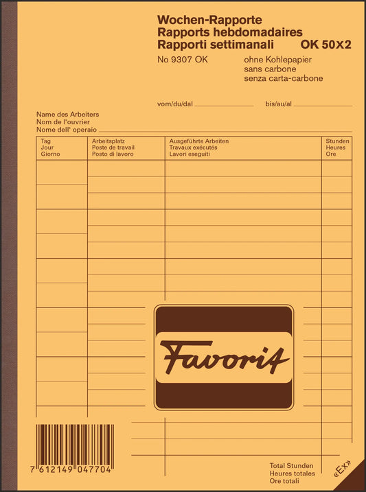 FAVORIT   Wochen-Rapporte D/F/I       A5 Idealshop