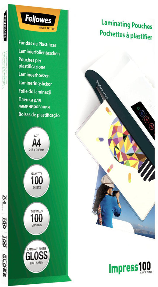 FELLOWES Laminiertasche A4 5351111 glanz, 100my 100 Stk Idealshop