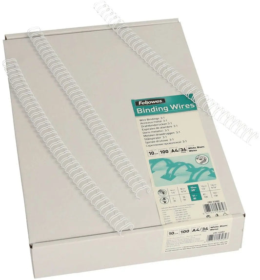 FELLOWES Drahtbinderücken 10mm 53262 weiss 100 Stück Idealshop