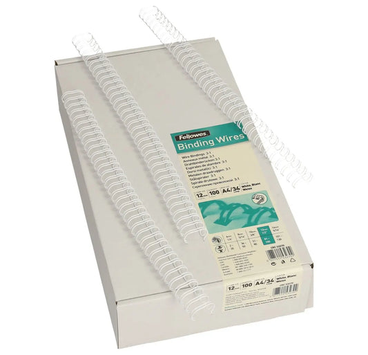 FELLOWES Drahtbinderücken 12mm 53270 weiss 100 Stück Idealshop