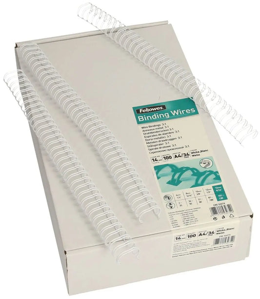 FELLOWES Drahtbinderücken 14mm 53274 weiss 100 Stück Idealshop