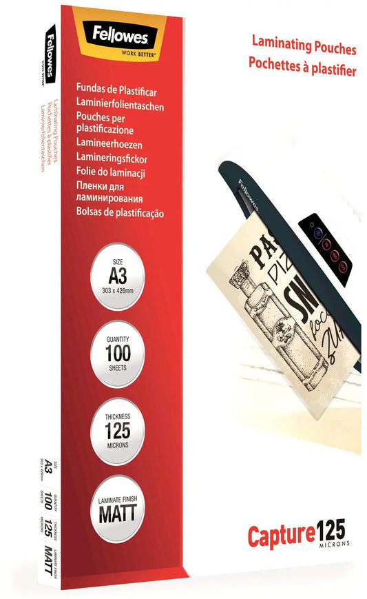 FELLOWES Laminierfolien Capture125g A3 5328601 matt 100 Stück Idealshop