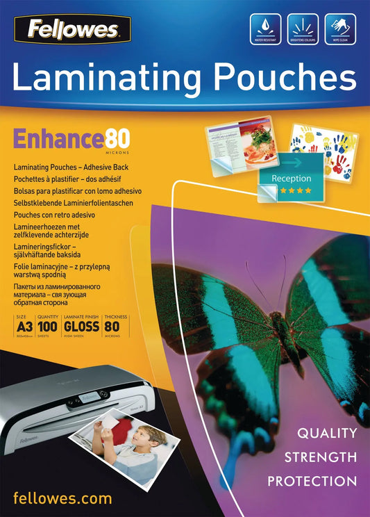 FELLOWES Laminierfolien Enhance 80g A3 5302302 kleb. 100 Stück Idealshop