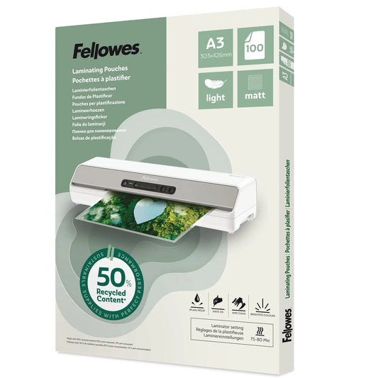FELLOWES Laminierfolien Recycling A3 100143436 matt, 80 my 100 Stück Idealshop