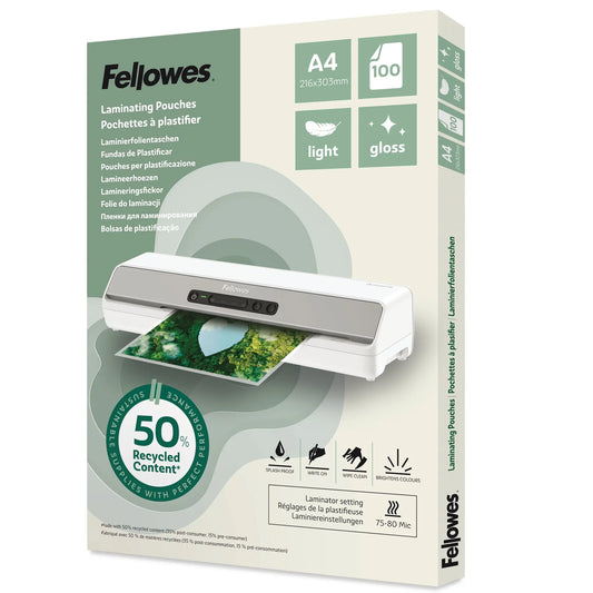 FELLOWES Laminierfolien Recycling A4 100142987 glanz, 80 my 100 Stück Idealshop