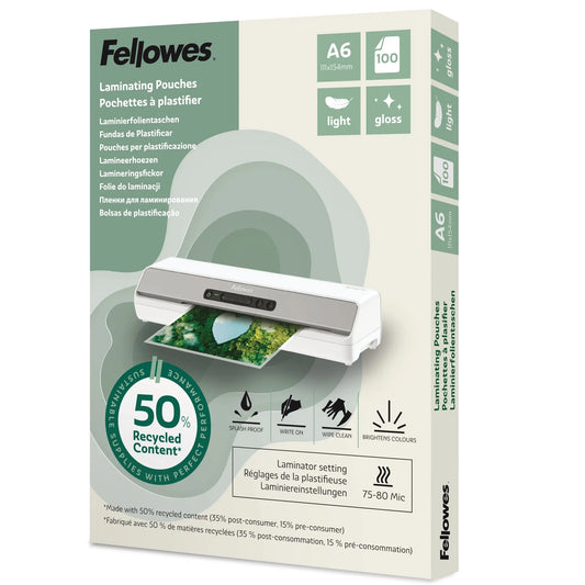 FELLOWES Laminierfolien Recycling A6 100143441 glanz, 80 my 100 Stück Idealshop
