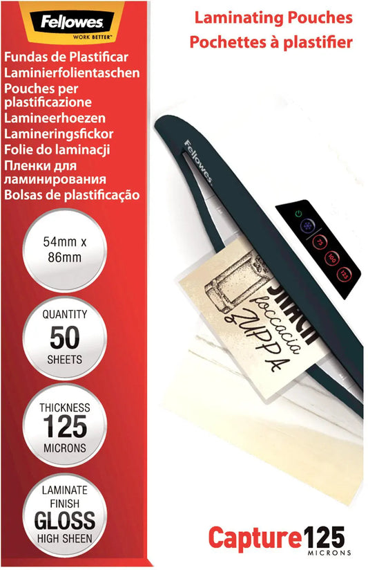 FELLOWES Laminiertasche 54x86mm 5396602 glanz, 125my 50 Stk Idealshop