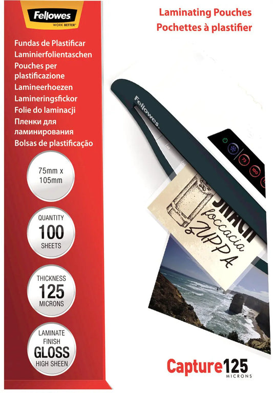 FELLOWES Laminiertasche 75x105mm 5306901 glanz, 125my 100 Stk Idealshop