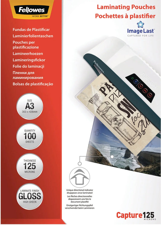FELLOWES Laminiertasche A3 5307506 glanz, 125my 100 Stk Idealshop