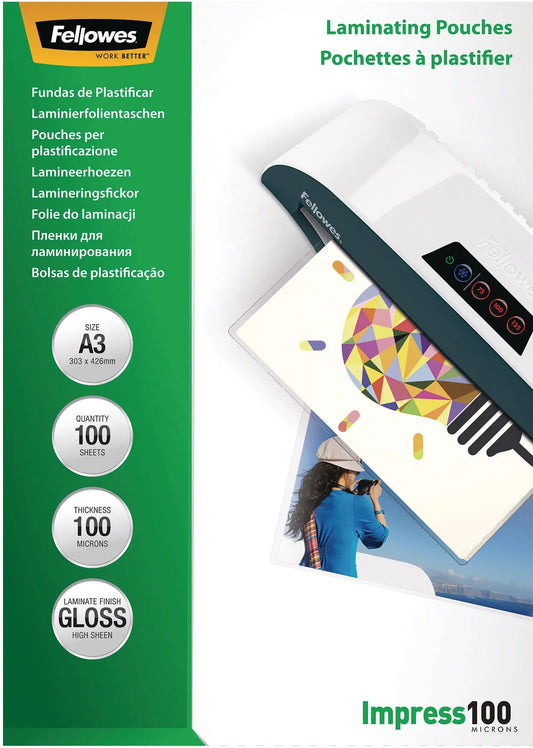 FELLOWES Laminiertasche A3 5351205 glanz, 100my 100 Stk Idealshop