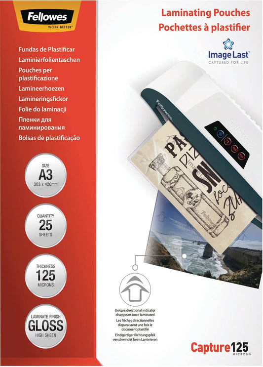 FELLOWES Laminiertasche A3 5396501 glanz, 125my 25 Stk Idealshop