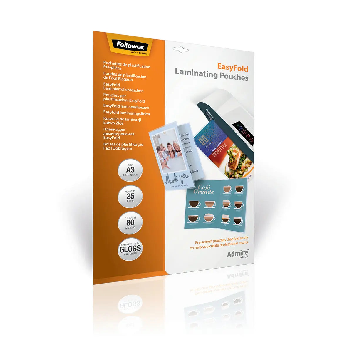 FELLOWES Laminiertasche A3 5602001 glanz, 80my 25 Stk. Idealshop