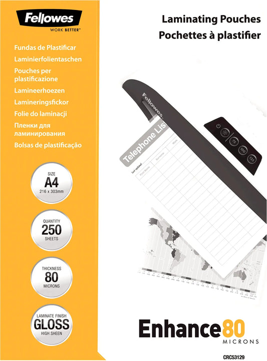 FELLOWES Laminiertasche A4 5312903 glanz, 80my 250 Stk Idealshop