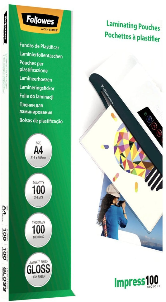 FELLOWES Laminiertasche A4 5351111 glanz, 100my 100 Stk Idealshop