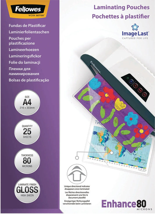 FELLOWES Laminiertasche A4 5396205 glanz, 80my 25 Stk Idealshop