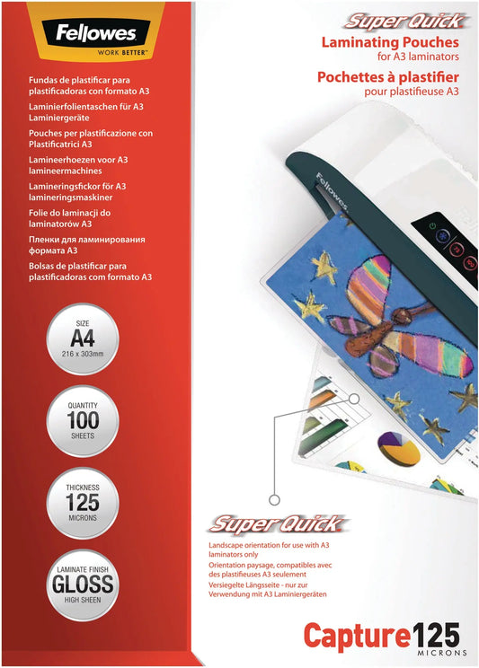 FELLOWES Laminiertasche A4 5440101 glanz, 125my 100 Stk Idealshop