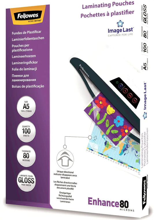 FELLOWES Laminiertasche A5 5306002 glanz, 80my 100 Stk Idealshop