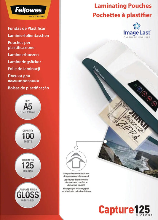FELLOWES Laminiertasche A5 5307302 glanz, 125my 100 Stk Idealshop