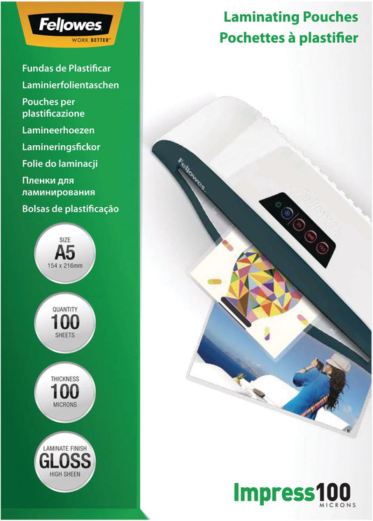 FELLOWES Laminiertasche A5 5351002 glanz, 100my 100 Stk Idealshop